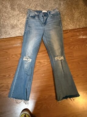 Women’s Light Blue Distressed Flare Jeans
